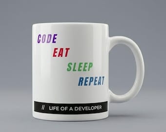 Code Eat Sleep Repeat Mug – Developer Life Ceramic Cup