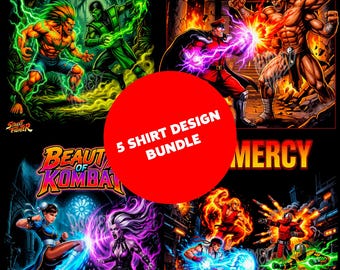 Fighters Crossover | Pack of 5 Shirt designs in PNG ready to print | Halftones