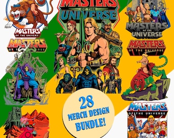 28 Design Bundle | Cartoons Inspired 80s Illustrations | For white and Light Colored Garments | MOTU
