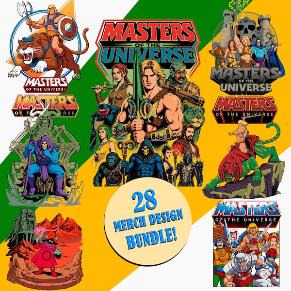 28 Design Bundle | Cartoons Inspired 80s Illustrations | For white and Light Colored Garments | MOTU