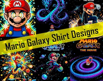 T-shirt Design Bundle | 10 Super Mario Galaxy the movie | Halftones | 300 DPI PNG