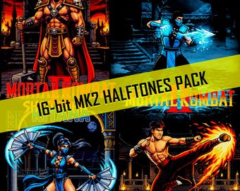 Mortal Kombat II MkII Shirt design pack of 6 PNG DTF Halftones Digital Download Artwork