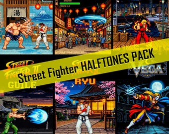 T-shirt Design Bundle | 13 Vintage 90s Videogames Arcade Designs | Halftones | 300 DPI PNG