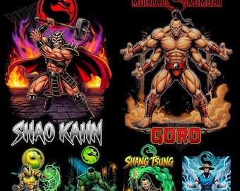 Mortal Kombat DTF Halftones Pack of 22 Designs | Shirts Merch | PNG (Digital Download)