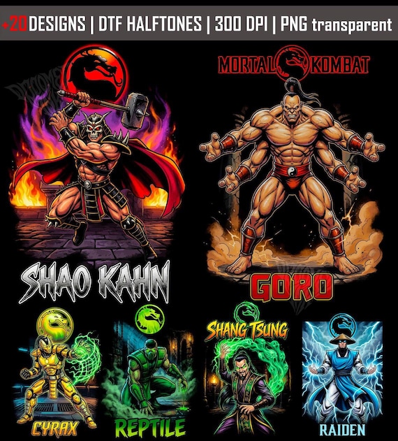 Mortal Tournament DTF Halftones Pack of 22 Designs | Shirts Merch | PNG (Digital Download)