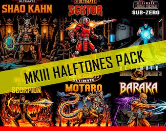 Mortal Kombat III MkIII Shirt design pack of 10 PNG DTF Halftones Digital Download Artwork