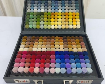 300 Wool Colour Shade Pom Box | Carpet & Textile Colour Reference Kit | Suitcase-Dimensions (48x36x14)cm