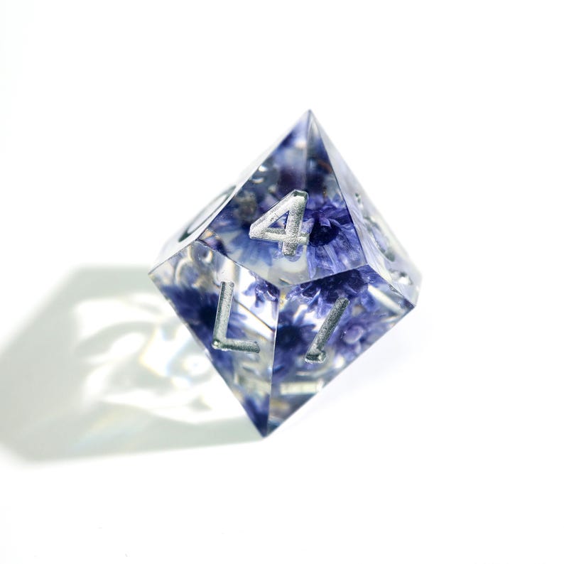 Blue Wildflower Resin Dice Set - Transparent Floral RPG Dice for DND Druid & Fae Characters，with Real Dried Flowers - Antidote Design image 13