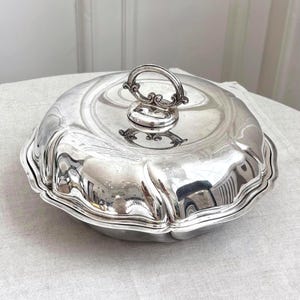 Art Deco verzilverde serveerschaal - Floreat Wilhelm Binder Duitse kom met deksel