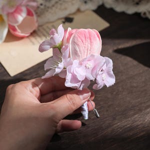 Calla Lily Bridal Bouquet, Pink Tulip Bouquet, Artificial Wedding Flowers, Faux Bridal Bouquet image 3
