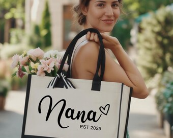 Custom Nana Tote Bag, Nana Tote Bag, Personalized Nana Bag, Gift for Nana, Mothers Day Gift, Grandma Bag, Nana Est 2025 Bag, Mom Tote Bag