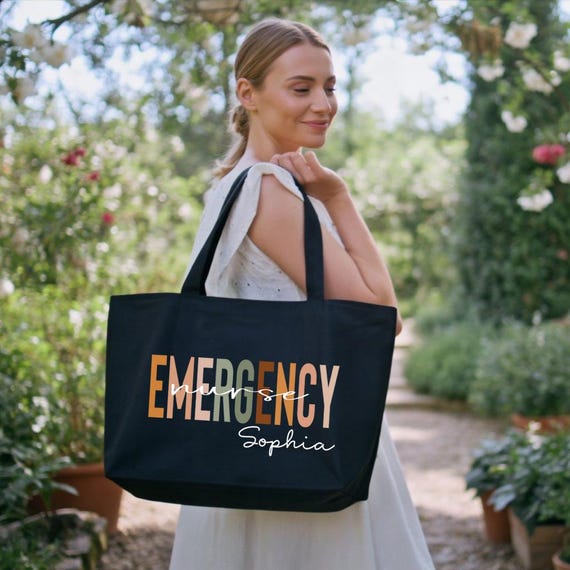 Custom Emergency Nurse Tote Bag, Personalized Er Nurse Tote Bag, Emergency Department Bag, Registered Emergency Nurse Bag, Er Nurse Gift