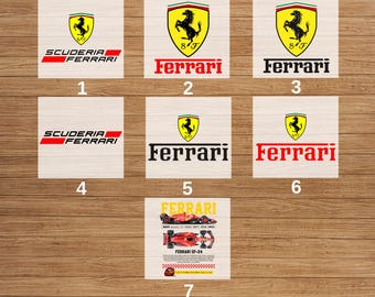 Image DTF Ferrari Pour Transfert Sur Textile - Fait Main En France, Idéal Pour T-shirts Personnalisés