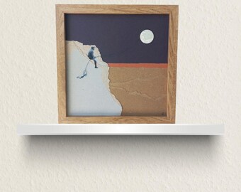 Contemporary collage art, original and unique work, minimalist, MOON