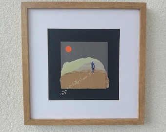 Contemporary collage art, original and unique work, minimalist, TRACE