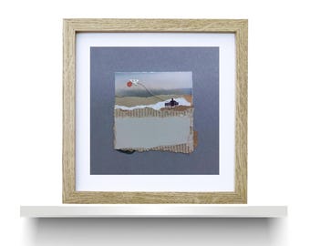 Contemporary collage art, original and unique work, minimalist, COMET