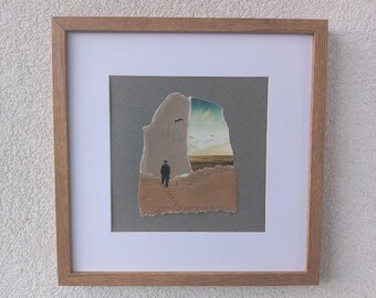 Contemporary collage art, original and unique work, minimalist, BIRDS