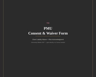 Einverständniserklärung für Microblading PMU, ausfüllbare Haftungsausschlusserklärung für Augenbrauenbehandlungen, Risikobestätigung (PDF-Download)