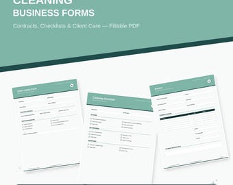Formularpaket für Reinigungsunternehmen, ausfüllbares PDF, Checkliste für Kundenaufnahme, Vertrag, Rechnung, Preisliste