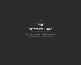 Nachsorgekarte für Microblading-PMU, Anleitung zur Heilung ausfüllbarer Augenbrauen, Kundenkarte für zu Hause (PDF-Download)