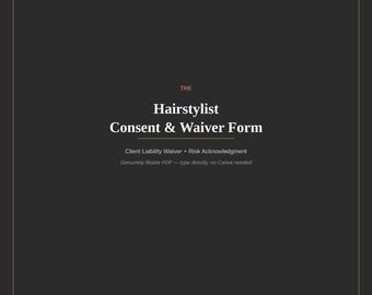 Einverständniserklärung für den Salon, ausfüllbare Haftungsausschlusserklärung für Friseure, Bestätigung der Risiken bei der Haarfärbung (PDF-Download)