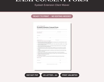 Formulario de consentimiento para extensiones de pestañas, exención de responsabilidad imprimible (descarga en PDF)