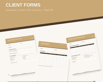 Paket mit Kundenformularen für Innenarchitekten, ausfüllbare PDF-Vorlagen (8 Formulare)
