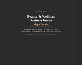 Beauty- und Wellness-Formularpaket, ausfüllbares Kundenaufnahmeformular, Einverständniserklärung, Nachsorgerechnung, 8 Nischen, Sofort-Download