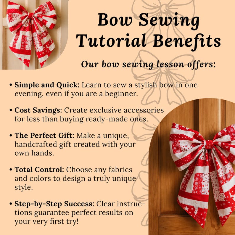 Patchwork Bow Pattern Big Quilted Bow Pattern PDF, Large Patchwork Sewing Guide, Giant Fabric ...