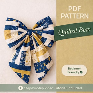 Big Quilted Bow Pattern PDF, Festive Patchwork Sewing Guide (Digital Download)
