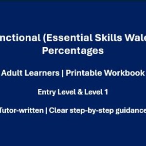 Functional (Essential Skills Wales) Percentages Workbook | Adult Learners | Printable Numeracy Guide | Entry Level & Level 1
