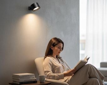LED Wall Lamp with Touch Control &  Remote, USB Rechargeable 360 Degree Rotatable Wireless Night Light for Bedroom Reading