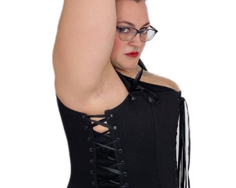 Black Hybrid Elizabethan Stays (Bodice) - Fully Boned - Multiple Sizes