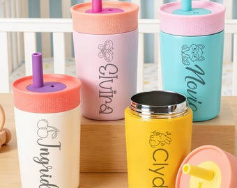 Personalized Engraved Kids Tumbler, Custom Name Water Bottle, 12oz Stainless Steel Tumbler, Back To School Gifts, Easter & Baby Shower Gifts