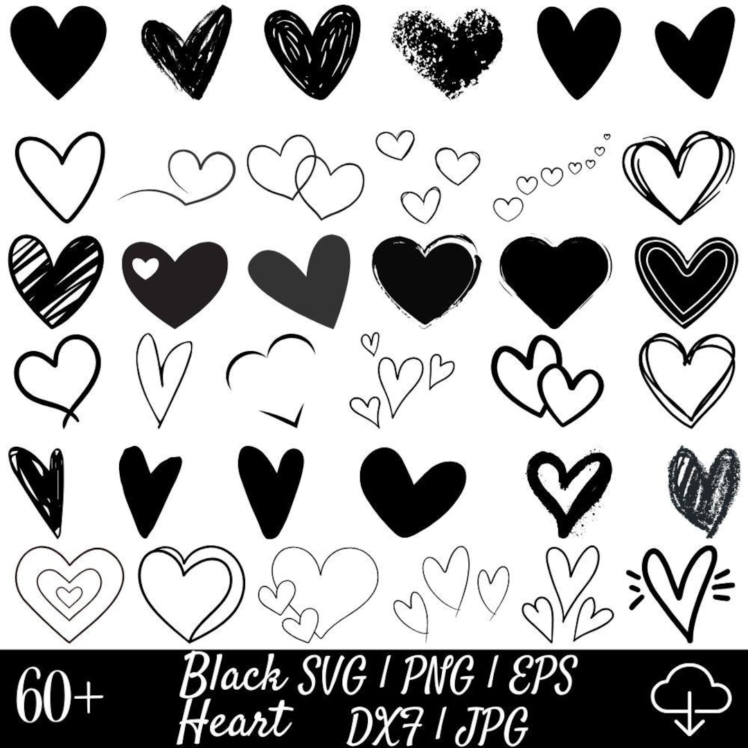 Heart SVG Doodle Clipart Bundle, Love, Valentine (cut File) - Etsy