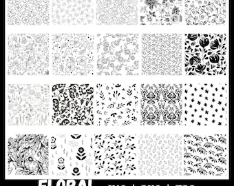 Blumen Musterdesign SVG Bundle | Schneidedateien für Cricut und Silhouette - enthält png-, dxf-, eps-, svg-Formate, nahtlosen Blumenvektor