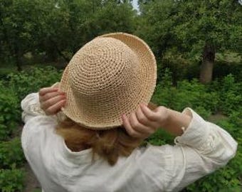 Patrón de gorro de verano de rafia a crochet / Gorro de playa fácil para el sol (Descarga en PDF)