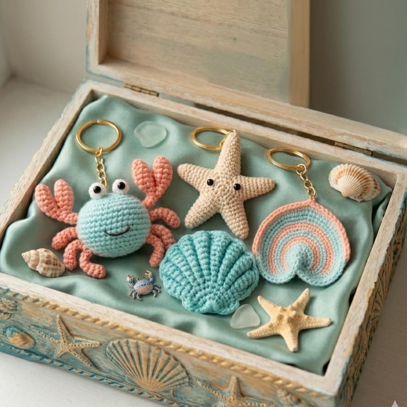 Ocean Crochet Keychain Pattern Bundle (crab, Starfish, Shells) PDF - Etsy