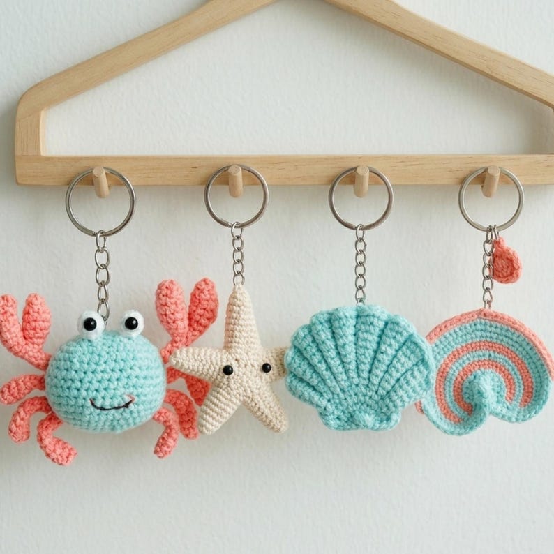 Ocean Crochet Keychain Pattern Bundle (crab, Starfish, Shells) PDF - Etsy