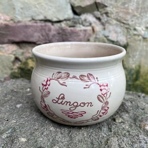 Vintage Gustavsberg Suécia Lingonberry Jam Jar Crock - Pote Syltburk de grés cerâmico escandinavo