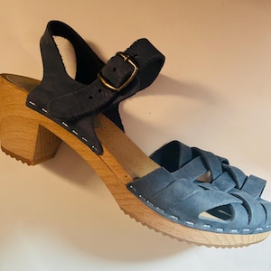 Moheda EUR 38 Swedish Wooden and Genuine Nabuck Leather Clogs Vintage US 7-7,5 size UK 5