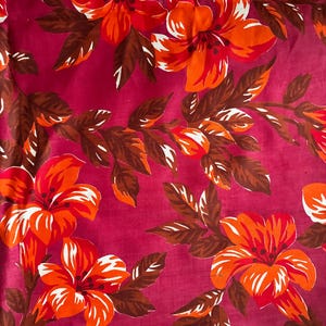 Tissu en coton soviétique vintage 71 "x 30" | Popeline chintz à fleurs tropicales URSS des années 70 | Ligne d'impression d'erreurs d'impression en usine