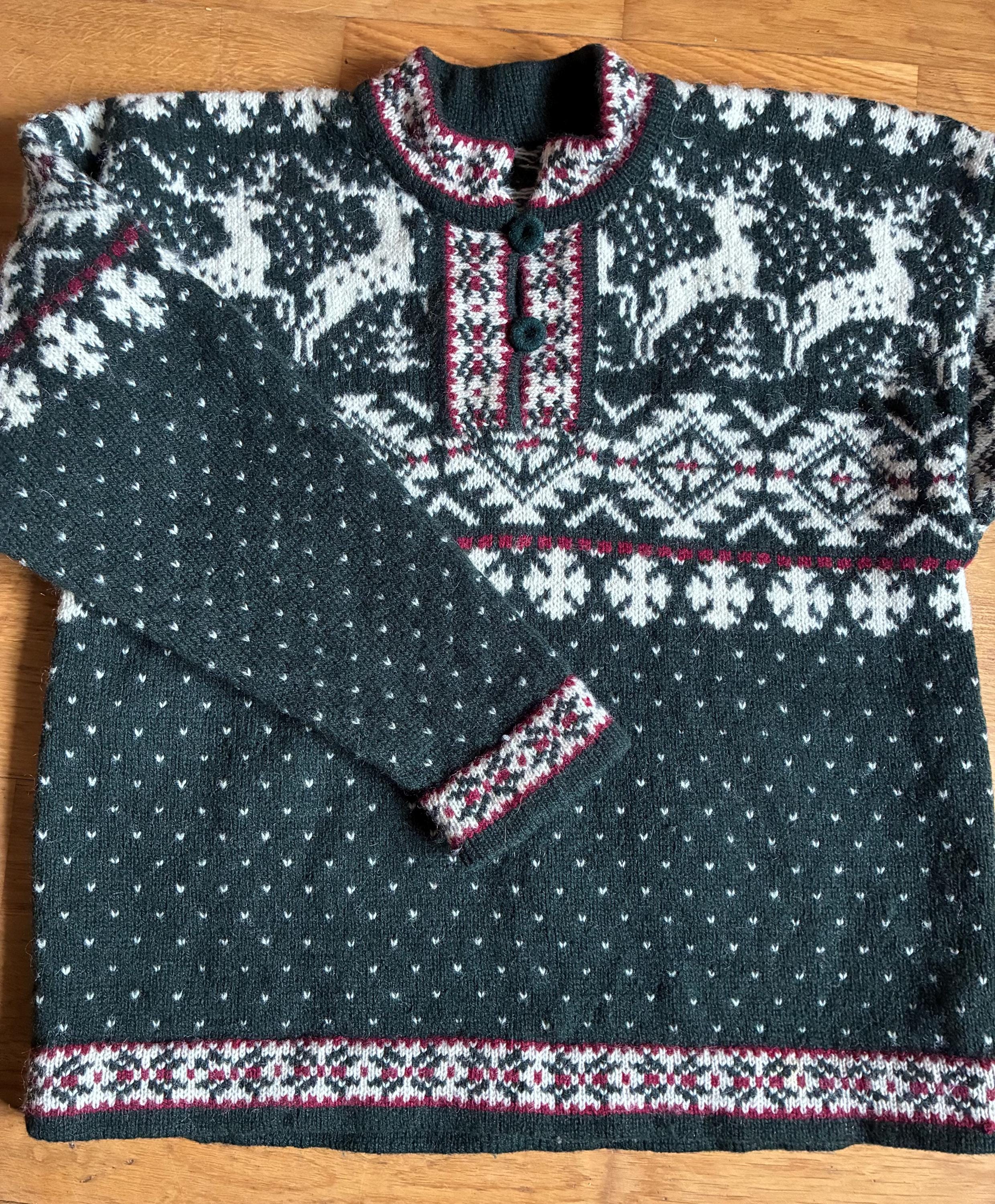 Norwegian Kids Wool Sweater Nordic Fair Isle Reindeer Size 6