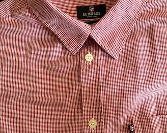 vintage U.S. Polo Assn. boutonnée rouge à carreaux vichy | Taille L (Col 41/42) | Excellent état