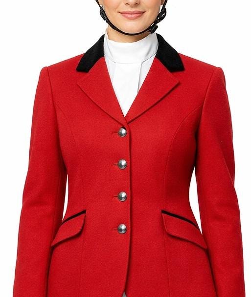 Women's Red Wool Equestrian Jacket: Riding Hunting Vintage Wool Coat ...