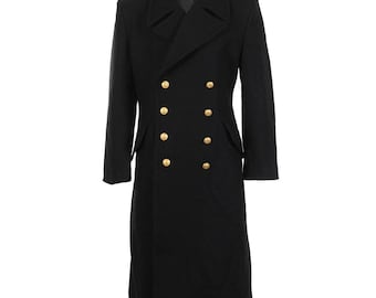 Men's Black Navy Wool Greatcoat: Military Style Overcoat, Trench Coat