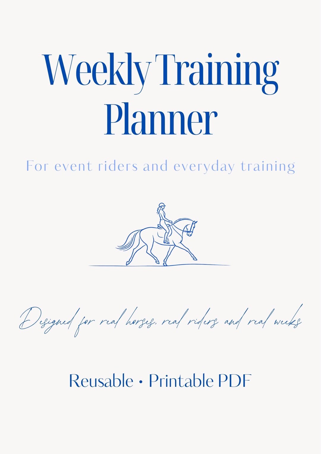 Weekly Training Planner for Horse Riders | Printable PDF | Undated ...