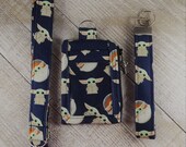 Star Wars Inspired Lanyard ID Holder Mask Holder Pocket Wallet The Child, Baby Yoda with Pram