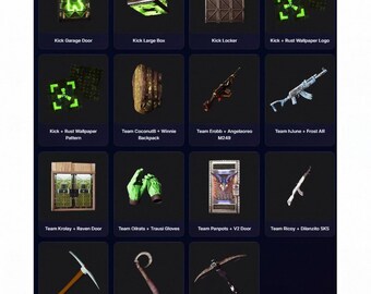 Rust — Phase 3: 15 items, Kick streamer-exclusive weapon skin drop event."