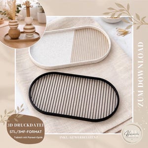 STL & 3MF 3D Druckdatei Tablett Set Paneel Optik | Untersetzer modern 2er Set